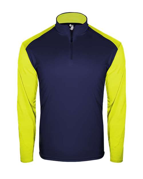 Men's Breakout Quarter-Zip Pullover - Navy/ Safety Yellow Front