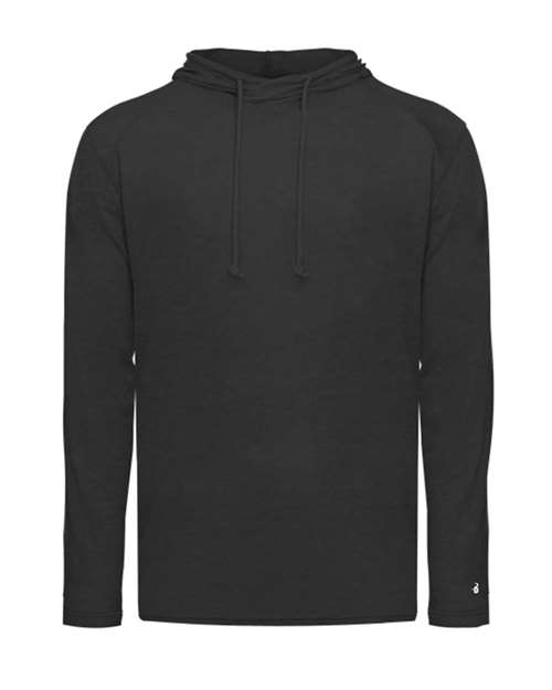 Men's Tri-Blend Surplice Hooded Long Sleeve T-Shirt - Black Front