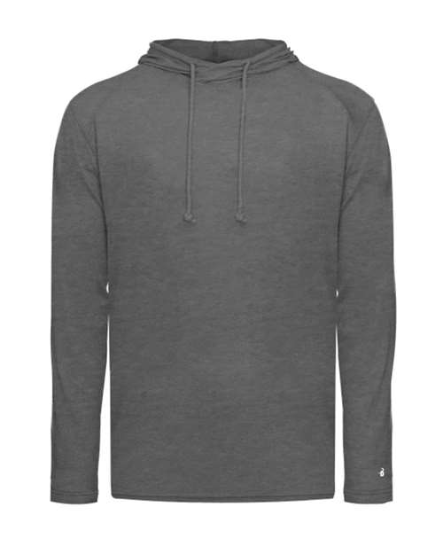 Men's Tri-Blend Surplice Hooded Long Sleeve T-Shirt - Graphite Heather Front