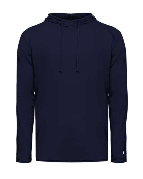 Men's Tri-Blend Surplice Hooded Long Sleeve T-Shirt - Navy Front