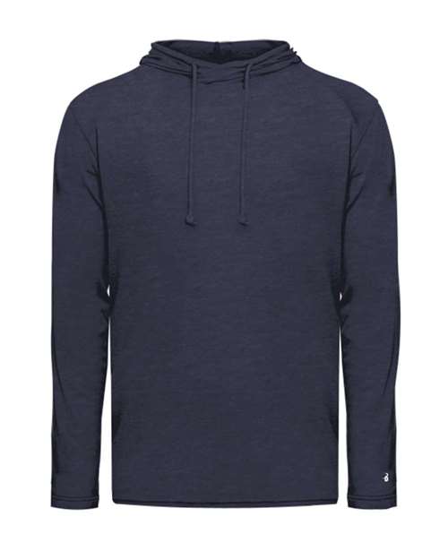 Men's Tri-Blend Surplice Hooded Long Sleeve T-Shirt - Navy Heather Front