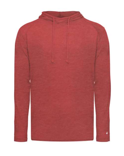 Men's Tri-Blend Surplice Hooded Long Sleeve T-Shirt - Red Heather Front