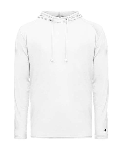 Men's Tri-Blend Surplice Hooded Long Sleeve T-Shirt - White Front