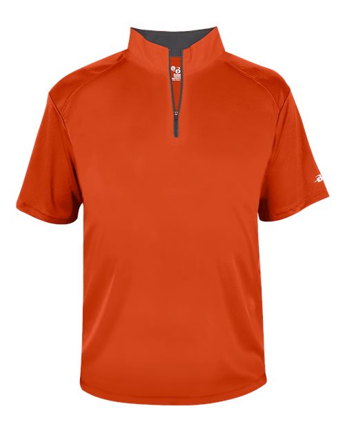 Men's B-Core Short Sleeve Quarter-Zip - Burnt Orange/ Graphite Front