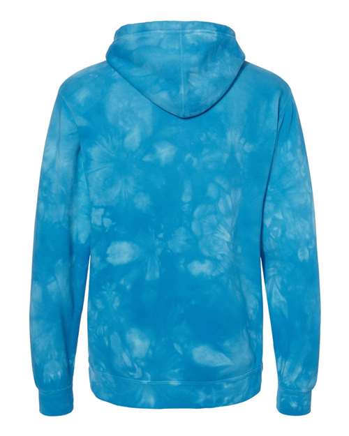 Unisex Midweight Tie-Dyed Hooded Sweatshirt - Tie Dye Aqua Blue Back