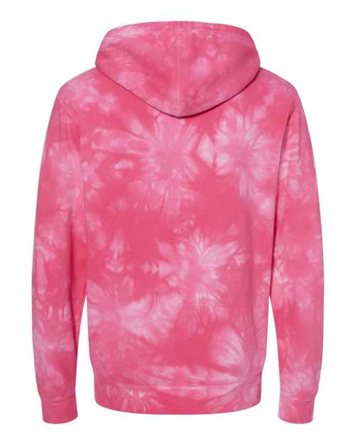 Unisex Midweight Tie-Dyed Hooded Sweatshirt - Tie Dye Pink Back