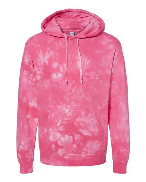 Unisex Midweight Tie-Dyed Hooded Sweatshirt - Tie Dye Pink Front