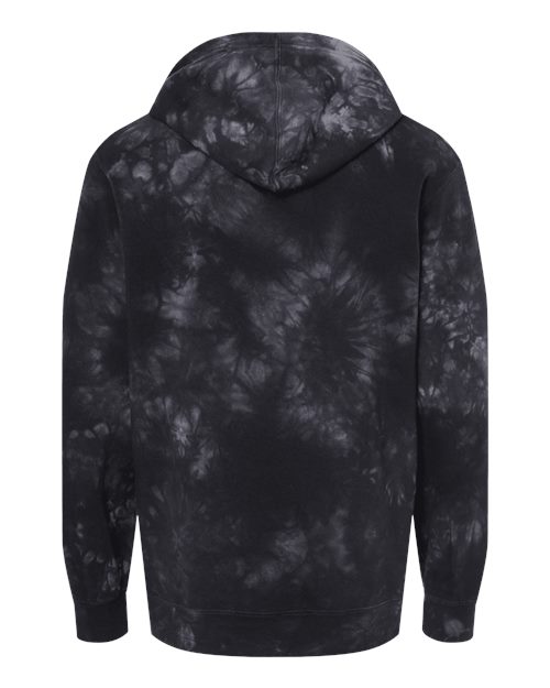Unisex Midweight Tie-Dyed Hooded Sweatshirt - Tie Dye Black Back