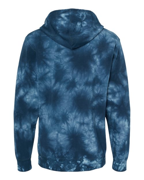 Unisex Midweight Tie-Dyed Hooded Sweatshirt - Tie Dye Navy Back