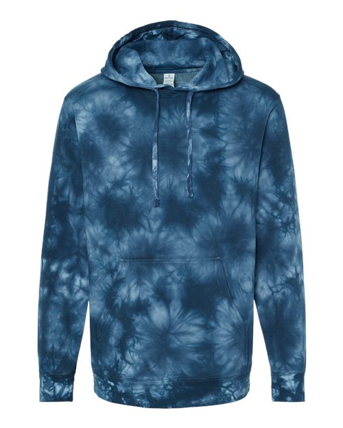 Unisex Midweight Tie-Dyed Hooded Sweatshirt - Tie Dye Navy Front