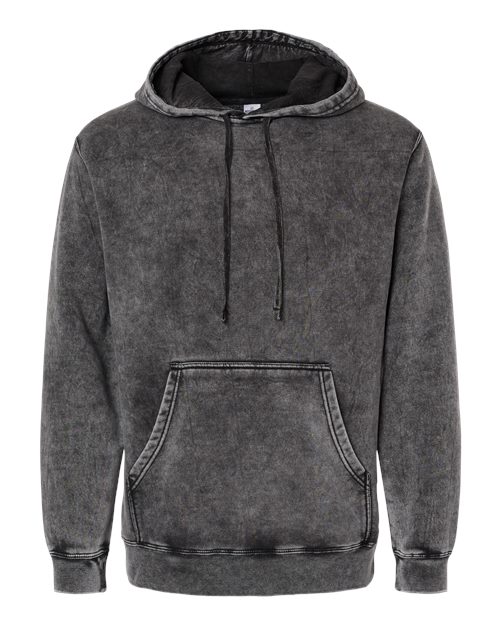 Unisex Midweight Mineral Wash Hooded Sweatshirt - Black Front