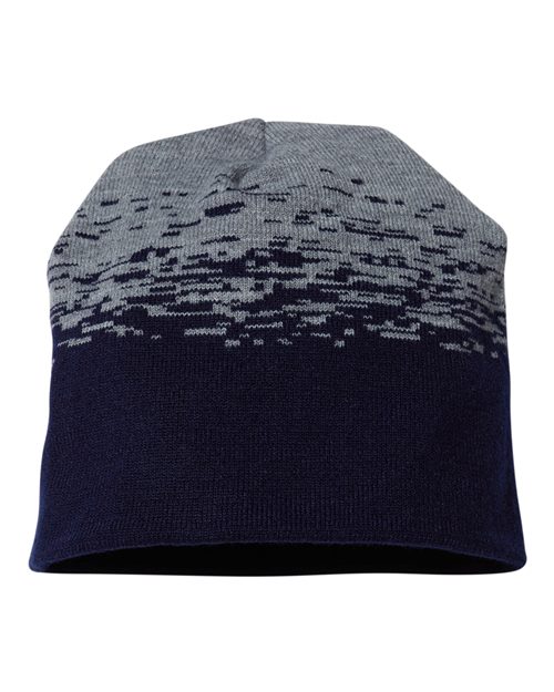 USA-Made Static Beanie - True Navy/ Heather Grey Front