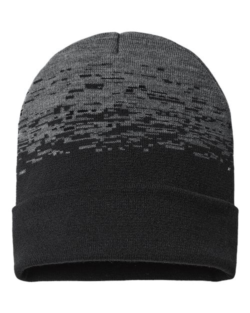 USA-Made Static Cuffed Beanie - Black/ Dark Heather Grey Front