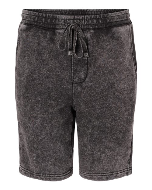 Unisex Mineral Wash Fleece Shorts - Black Front
