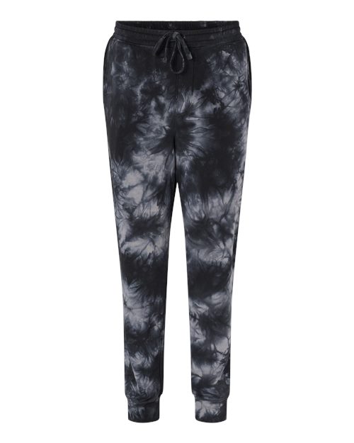 Unisex Tie-Dyed Fleece Sweatpants - Tie Dye Black Front