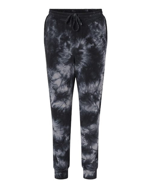 Independent Trading Co. Unisex Tie-Dyed Fleece Sweatpants - Tie Dye Black Front