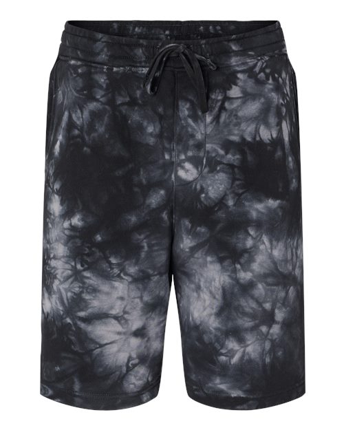 Unisex Tie-Dyed Fleece Shorts - Tie Dye Black Front