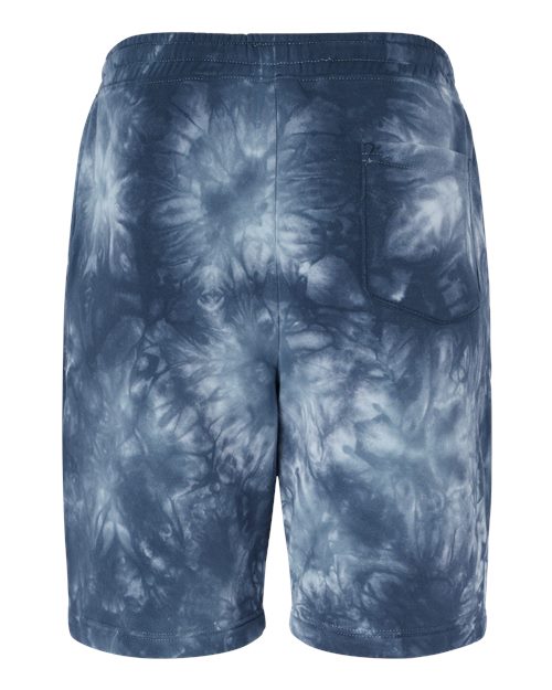 Unisex Tie-Dyed Fleece Shorts - Tie Dye Navy Back