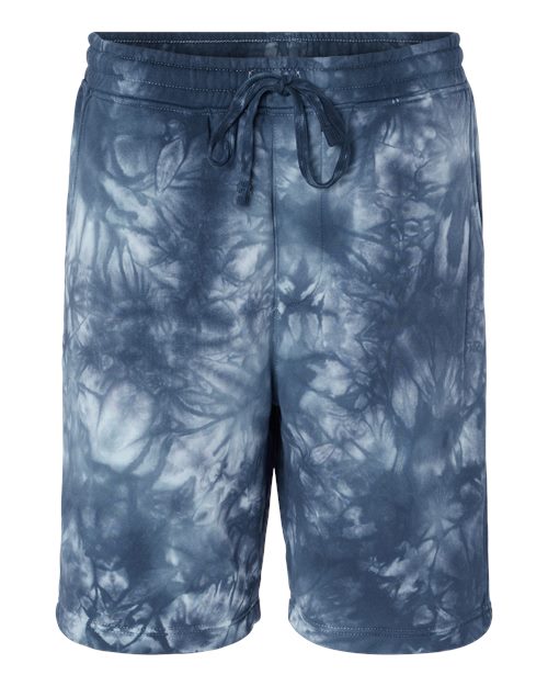 Unisex Tie-Dyed Fleece Shorts - Tie Dye Navy Front