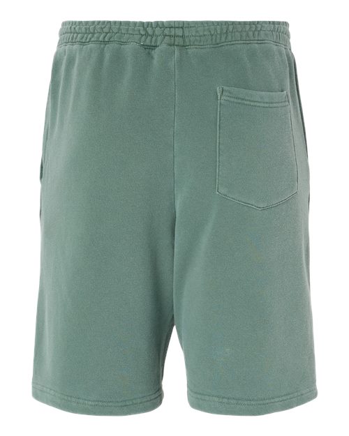 Unisex Pigment-Dyed Fleece Shorts - Pigment Alpine Green Back