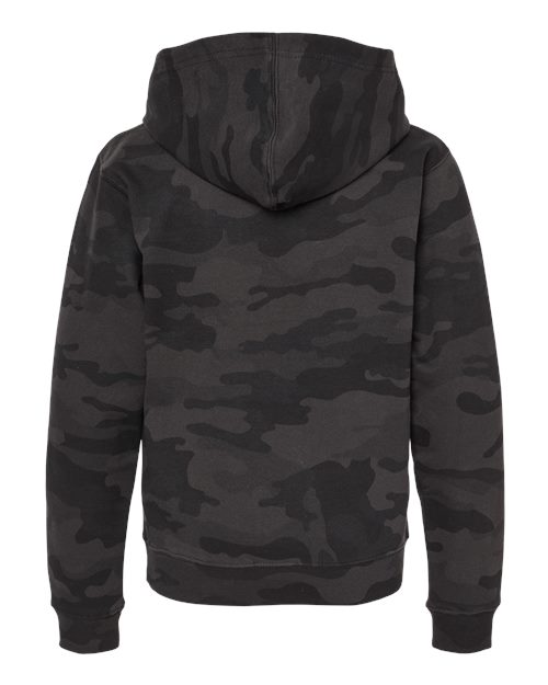 Youth Midweight Hooded Sweatshirt - Black Camo Back