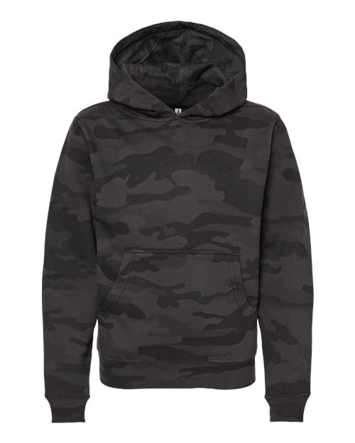 Youth Midweight Hooded Sweatshirt - Black Camo Front