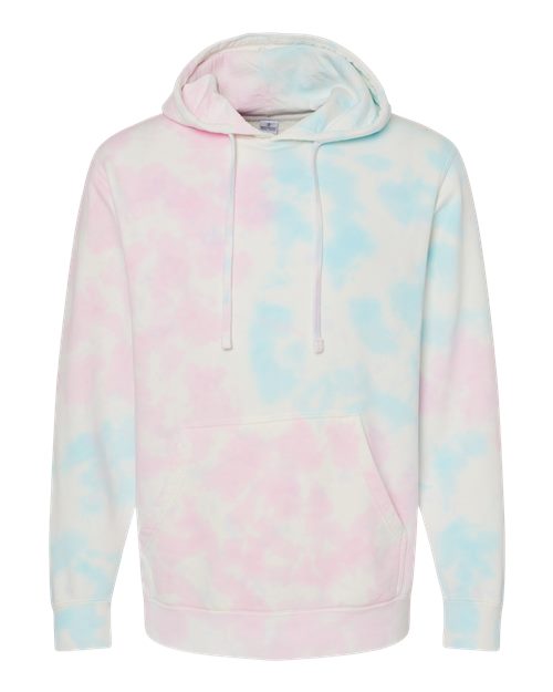 Unisex Midweight Tie-Dyed Hooded Sweatshirt - Tie Dye Cotton Candy Front