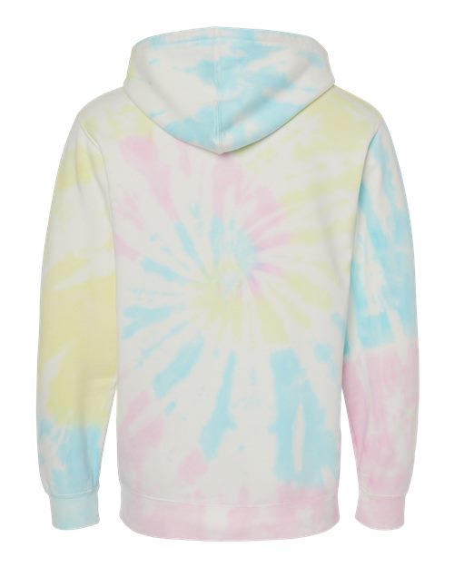 Unisex Midweight Tie-Dyed Hooded Sweatshirt - Tie Dye Sunset Swirl Back