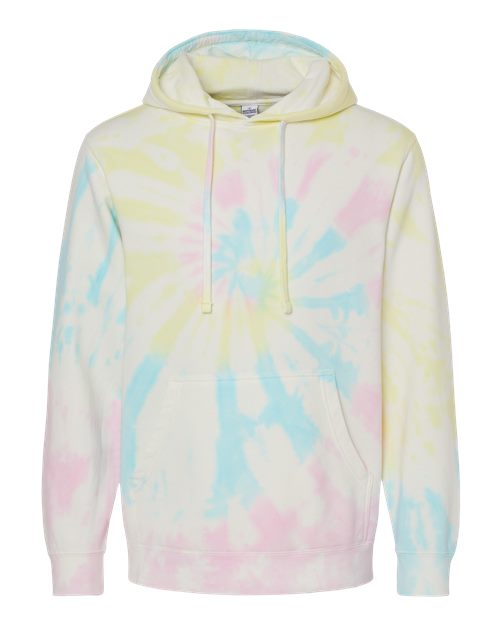 Unisex Midweight Tie-Dyed Hooded Sweatshirt - Tie Dye Sunset Swirl Front