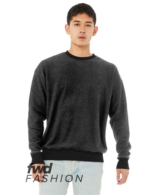 Unisex FWD Fashion Sueded Drop Shoulder Crewneck Sweatshirt - Black Heather Front