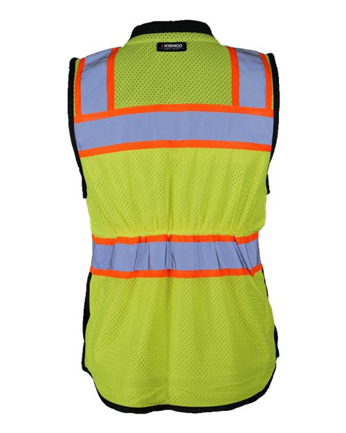 Women's Premium Black Series® Heavy Duty Surveyors Vest - Lime Back