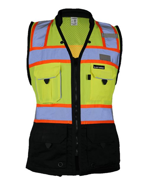 Women's Premium Black Series® Heavy Duty Surveyors Vest - Lime Front