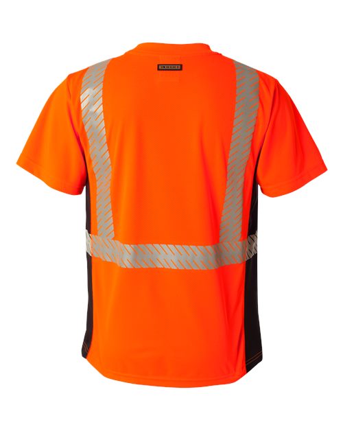 Unisex Premium Black Series® Breathable Tape Class 2 T-Shirt - Fluorescent Red (9700) Back