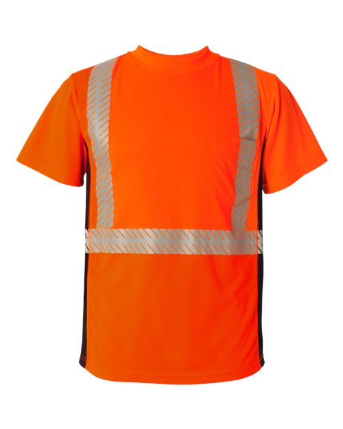 Unisex Premium Black Series® Breathable Tape Class 2 T-Shirt - Fluorescent Red (9700) Front