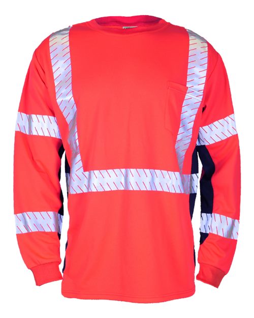 Unisex Premium Black Series® Long Sleeve T-Shirt - Fluorescent Red (9710) Front