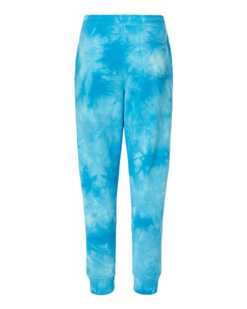 Unisex Tie-Dyed Fleece Sweatpants - Tie Dye Aqua Blue Back