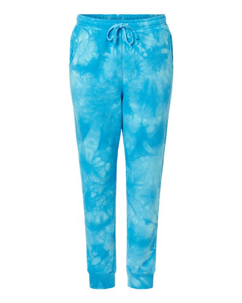 Unisex Tie-Dyed Fleece Sweatpants - Tie Dye Aqua Blue Front