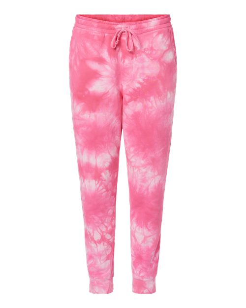 Unisex Tie-Dyed Fleece Sweatpants - Tie Dye Pink Front