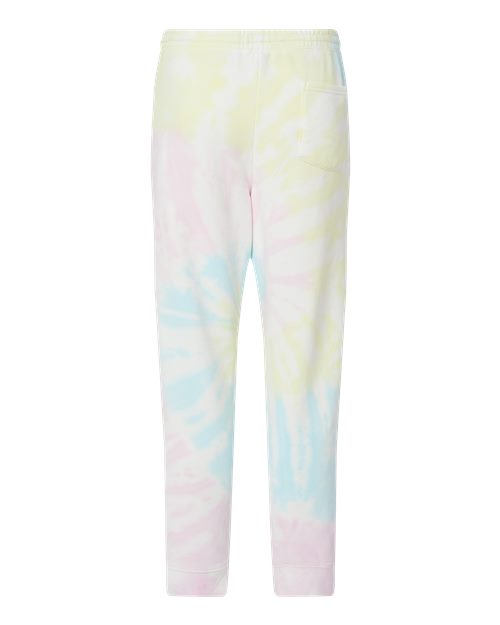 Unisex Tie-Dyed Fleece Sweatpants - Tie Dye Sunset Swirl Back