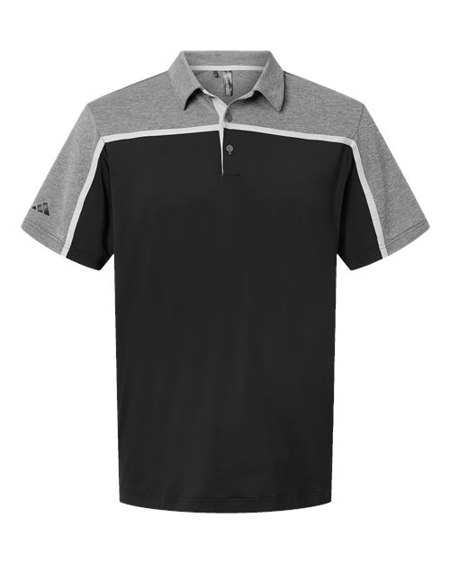 Men's Ultimate Colorblocked Polo - Black/ Grey Two/ Grey Five Melange Front