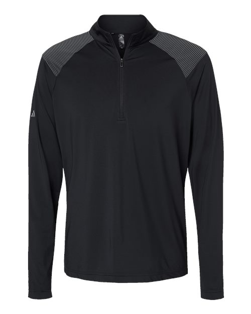 Men's Ultimate365 Lightweight Shoulder Stripe Quarter-Zip Pullover - Black Front