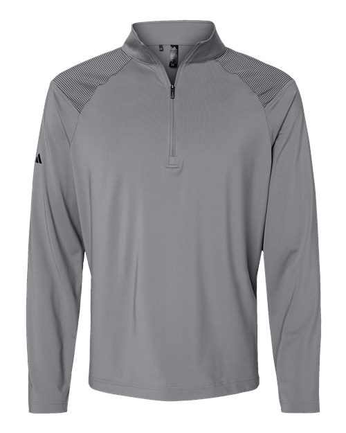 Men's Ultimate365 Lightweight Shoulder Stripe Quarter-Zip Pullover - Grey Three Front