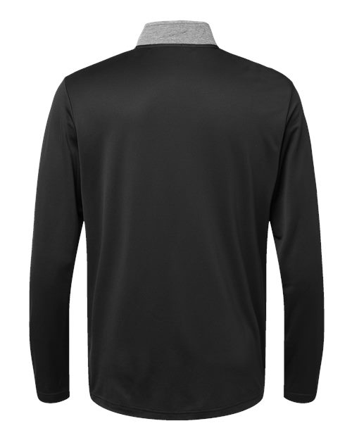 Men's Ultimate365 Heather Block Print Quarter-Zip Pullover - Black Melange/ Black/ Grey Three Back