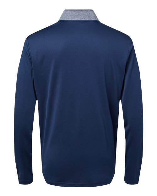Men's Ultimate365 Heather Block Print Quarter-Zip Pullover - Collegiate Navy Melange/ Navy/ Grey Three Back