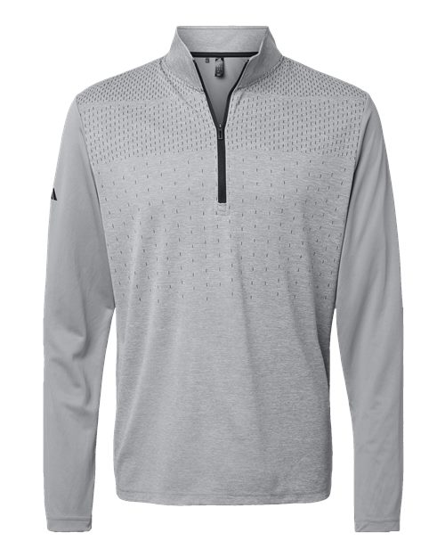 Men's Ultimate365 Heather Block Print Quarter-Zip Pullover - Grey Three Melange/ Grey Three/ Black Front