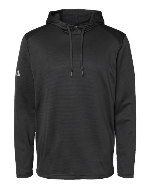 Men's Textured Mixed Media Midweight Hooded Sweatshirt - Black Front