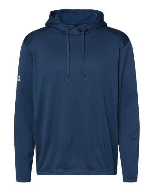Men's Textured Mixed Media Midweight Hooded Sweatshirt - Collegiate Navy Front