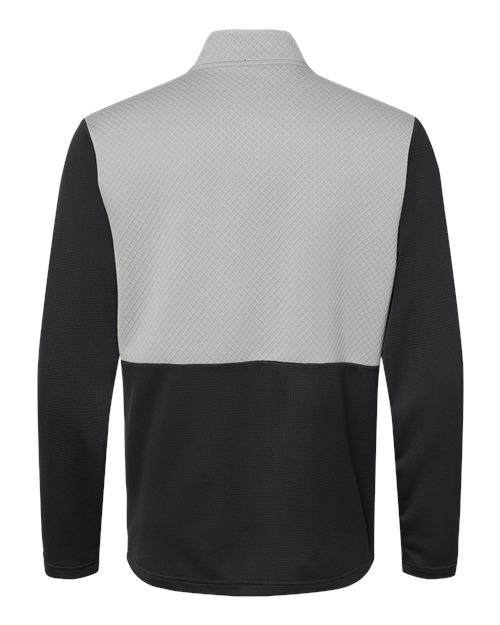 Men's Textured Mixed Media Quarter-Zip Pullover - Black/ Grey Three Back