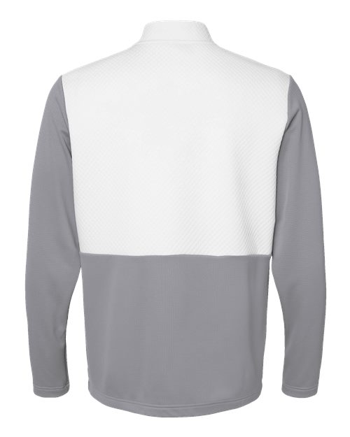 Men's Textured Mixed Media Quarter-Zip Pullover - Grey Three/ White Back