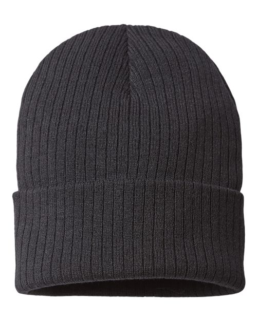 Sustainable Rib Cuffed Beanie - Black Back